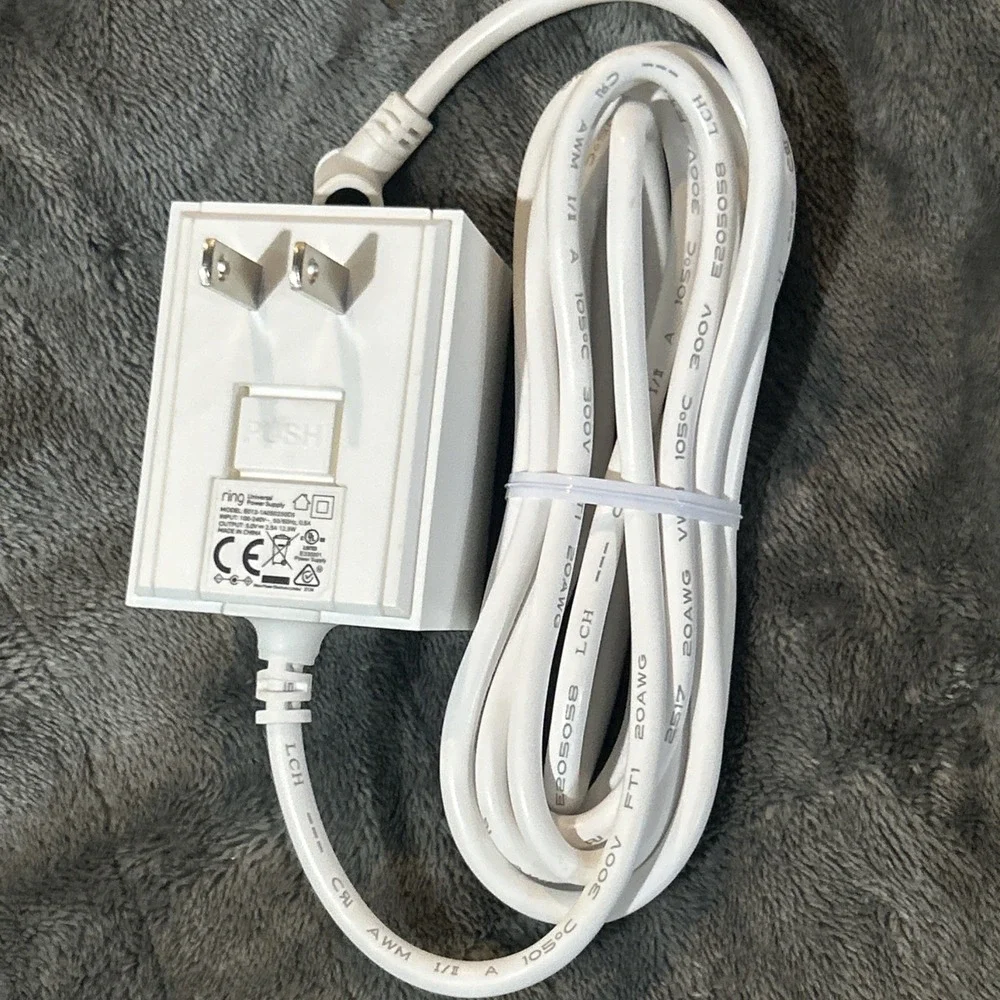 New Genuine Ring Indoor/Outdoor Stick Up Cam Power Adapter Barrel Plug‎ - White